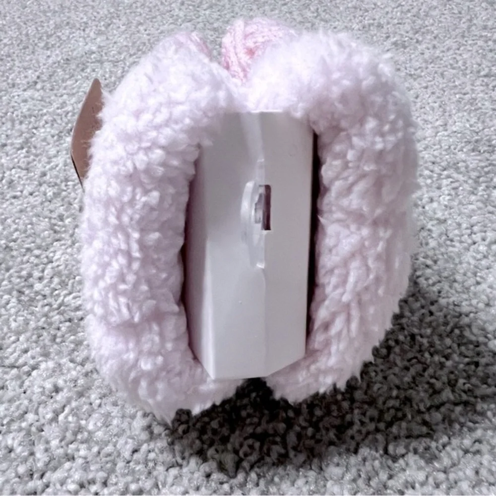 NWT pink faux fur knit booties size 6-12 months